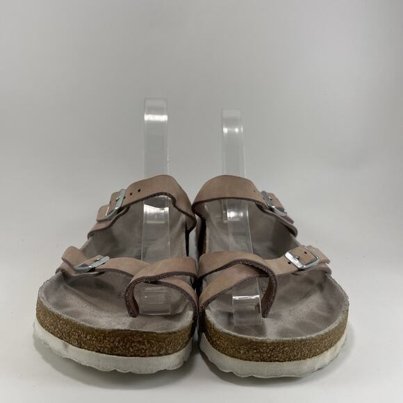 Birkenstock Mayari Toe Loop Sandals Womens Size 38 US 7-7.5 Oiled Leather Taupe - Picture 2 of 9